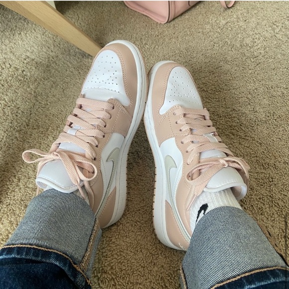 Jordan Women's Pink and White Sneakers - Picture 1 of 11